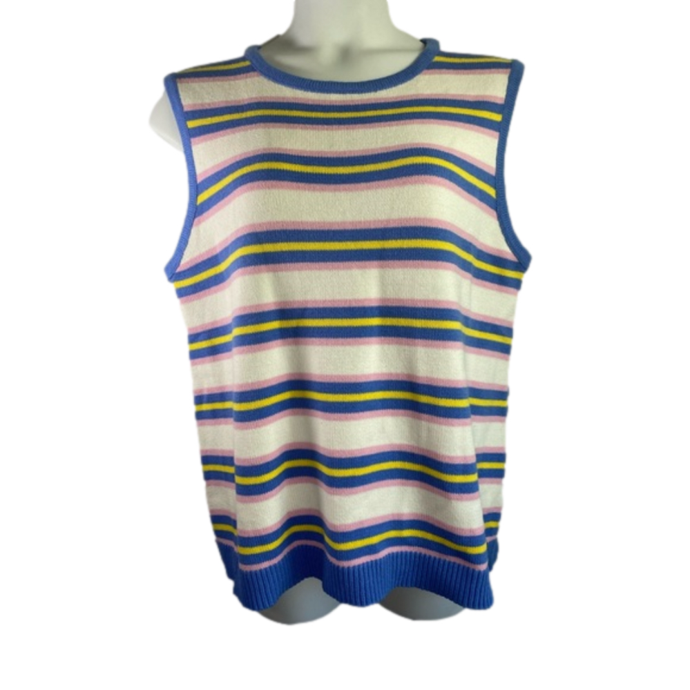 CCX By City Chic Blue, White, Yellow & Pink Striped Haley Knit Top SKU0053